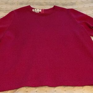Vintage wool/viscose, zip back, vibrant pink knit sweater